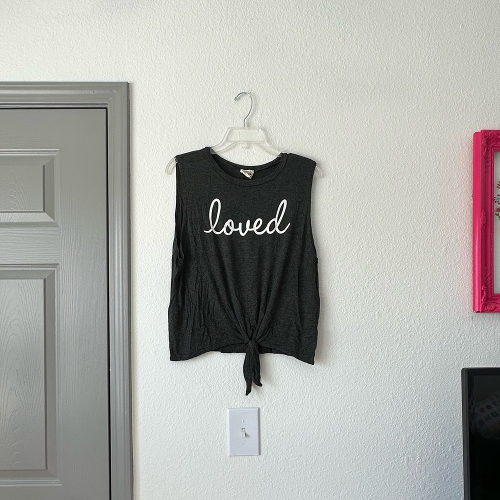 Loved Tie Front Tank - XL